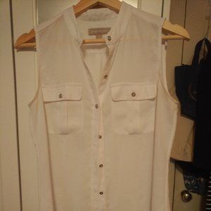 sleeveless BR top with metallic buttons white size 4